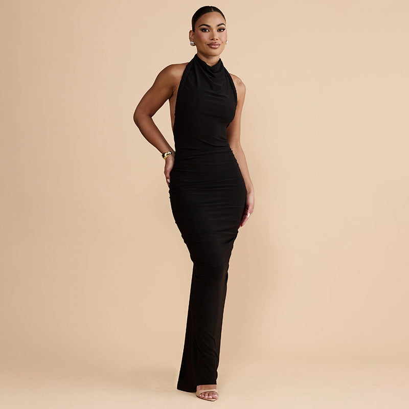 Damen trägerloses Maxikleid mit elegantem Drapé Drune