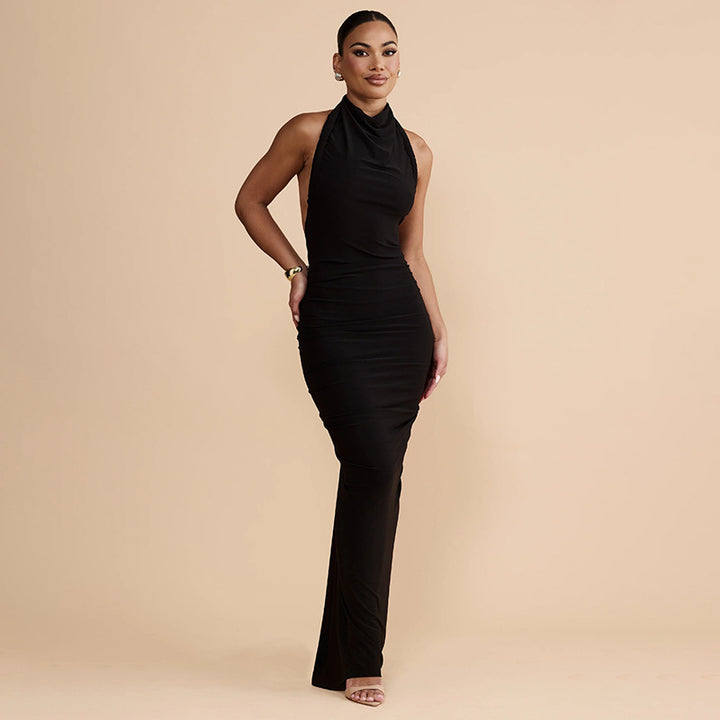 Damen trägerloses Maxikleid mit elegantem Drapé Drune