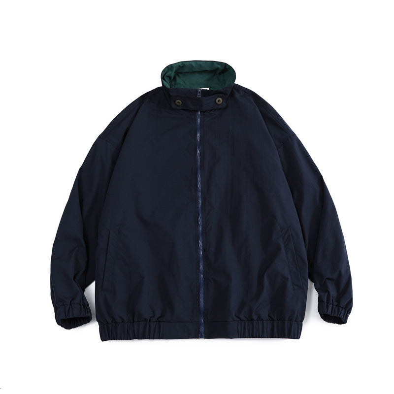 Herren Weit geschnittene leichte Windjacke mit hohem Stehkragen und elastischem Saum Drune