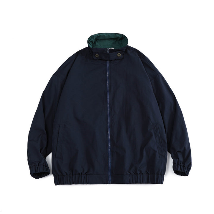 Herren Weit geschnittene leichte Windjacke mit hohem Stehkragen und elastischem Saum Drune