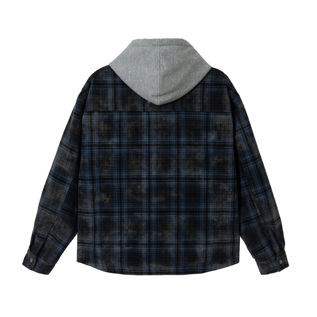 Herren karierte Layer‑Hemdjacke mit integrierter Kapuzen‑Innenjacke Drune