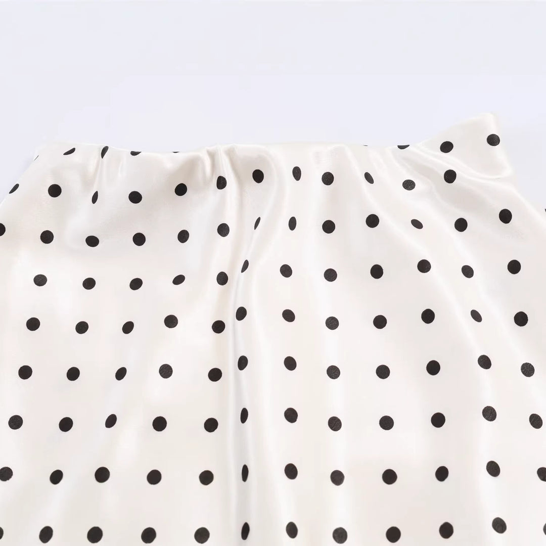 Damen A-Linien-Midirock mit doppellagigem Saum und Polka-Dot-Print Drune