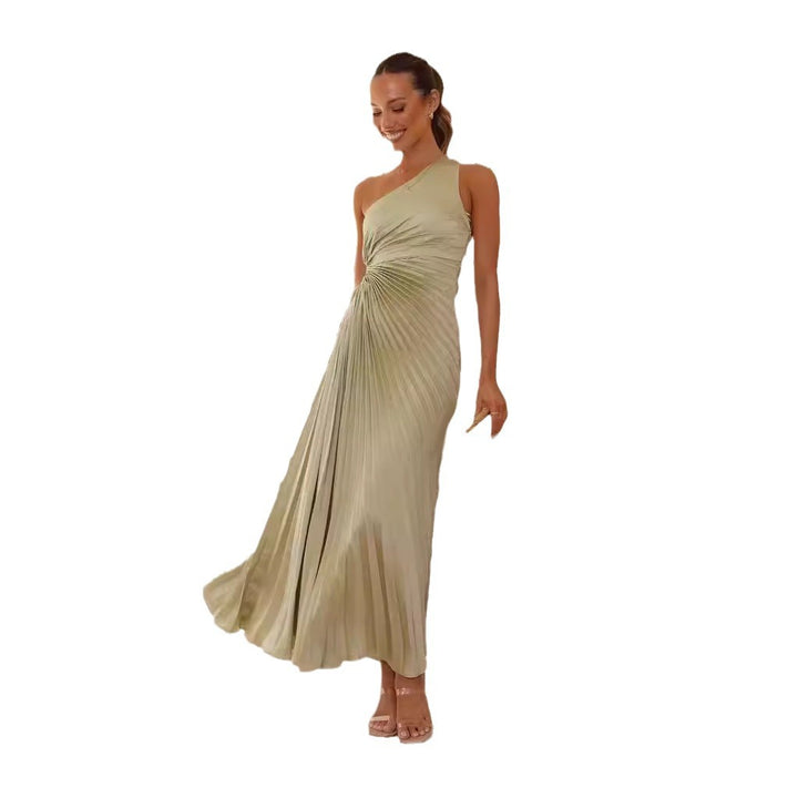 Damen Maxikleid mit raffiniertem Faltenwurf und asymmetrischem Design Drune