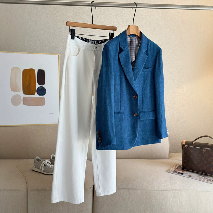 Damen Eleganter Blazer aus hochwertigem Leinen Drune