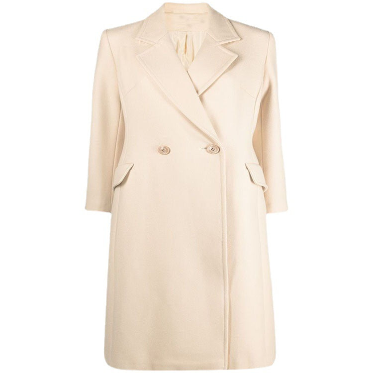 Damen Midilanger Tailoring-Mantel aus Wollmix mit schmalem Revers und kaschierendem Fall Drune