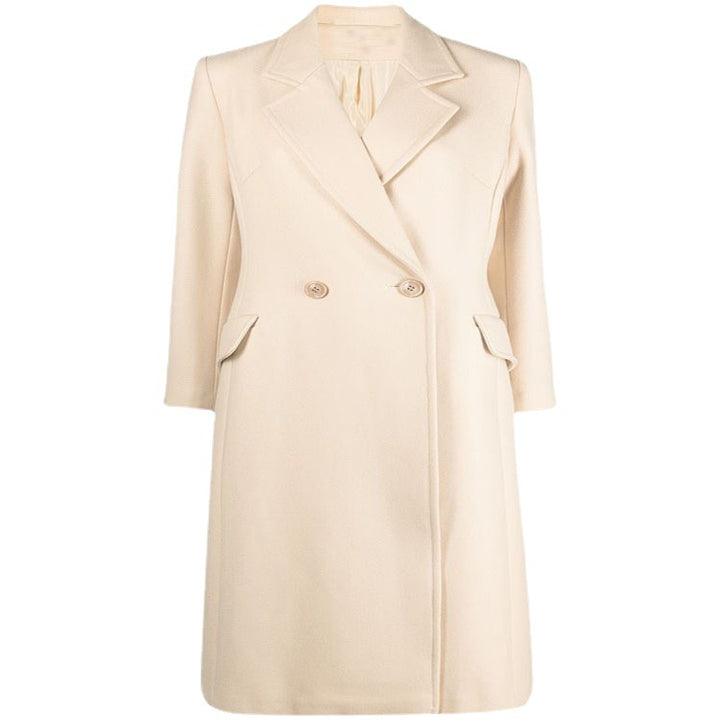 Damen Midilanger Tailoring-Mantel aus Wollmix mit schmalem Revers und kaschierendem Fall Drune