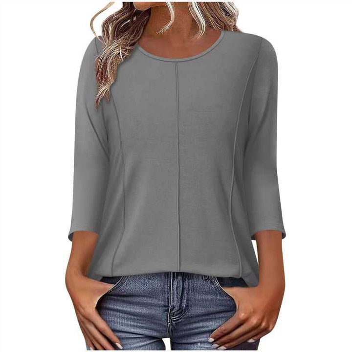 Damen nan lässiges Shirt mit dreiviertelärmeln und dekorativer Mittelnaht Drune