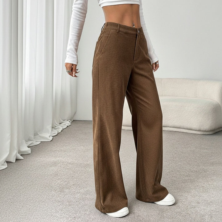 Damen Bequeme Weite Hochtaillierte Hose Drune