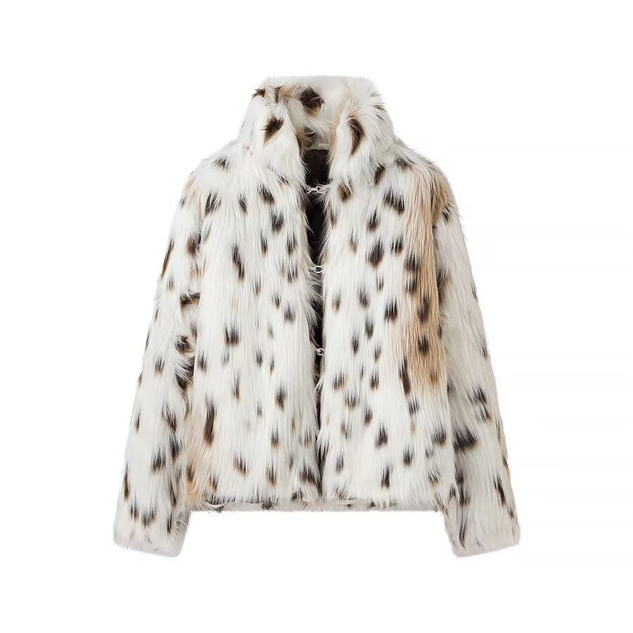 Damen Luxuriöse Plüschjacke mit Tigerfell-Muster Drune