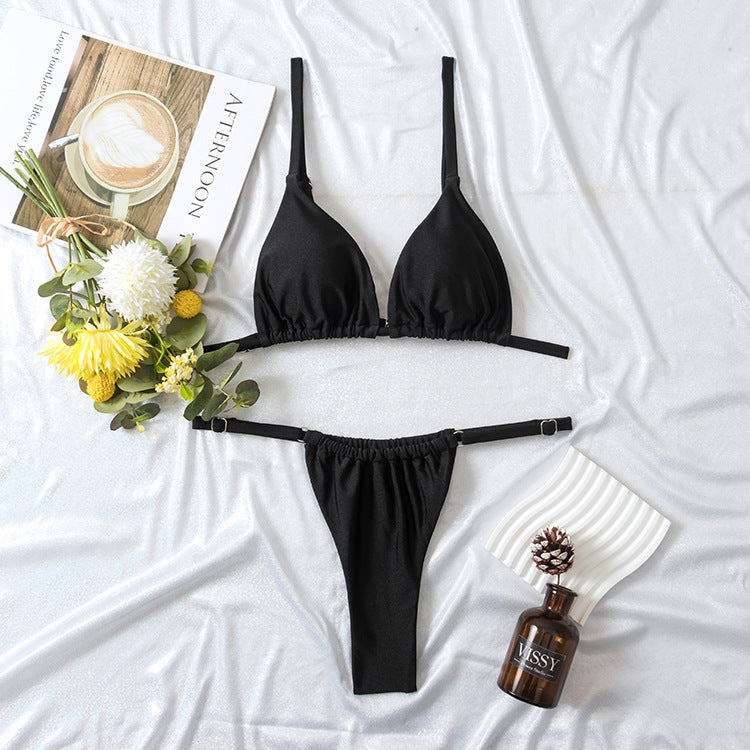 Damen Triangel-Bikini mit ultra-hohem Beinausschnitt und verstellbarem Träger Drune
