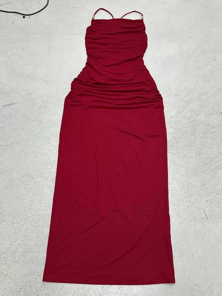 Damen elegantes Maxikleid mit raffinierten Rüschendetails und verstellbaren Trägern Drune
