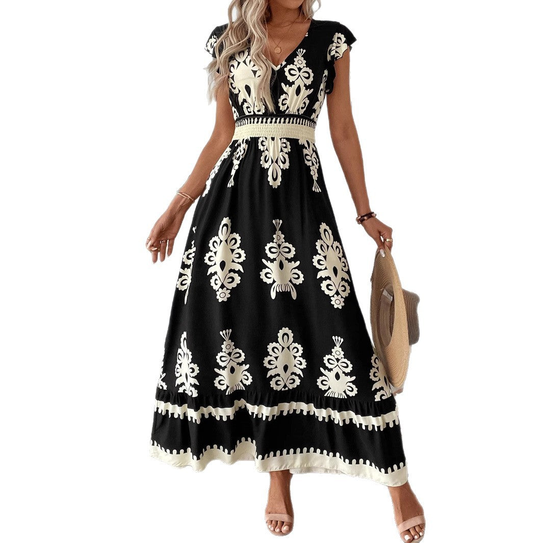 Damen Elegantes Maxikleid mit faszinierendem Musterdruck Drune