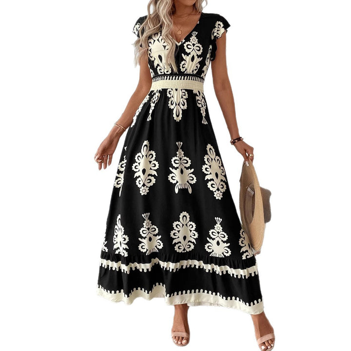 Damen Elegantes Maxikleid mit faszinierendem Musterdruck Drune