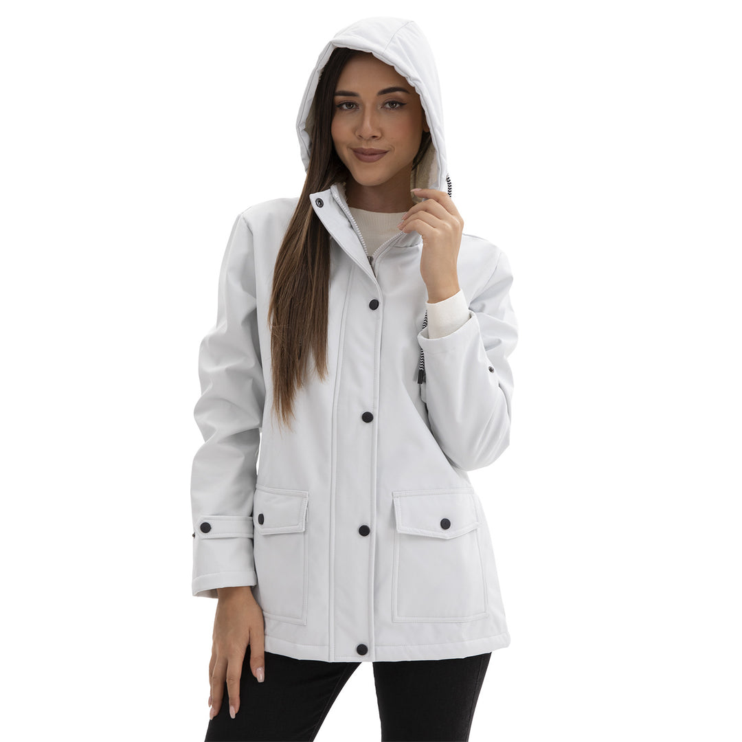 Damen wasserabweisende Outdoorjacke mit verstellbarem Kapuzenkragen Drune