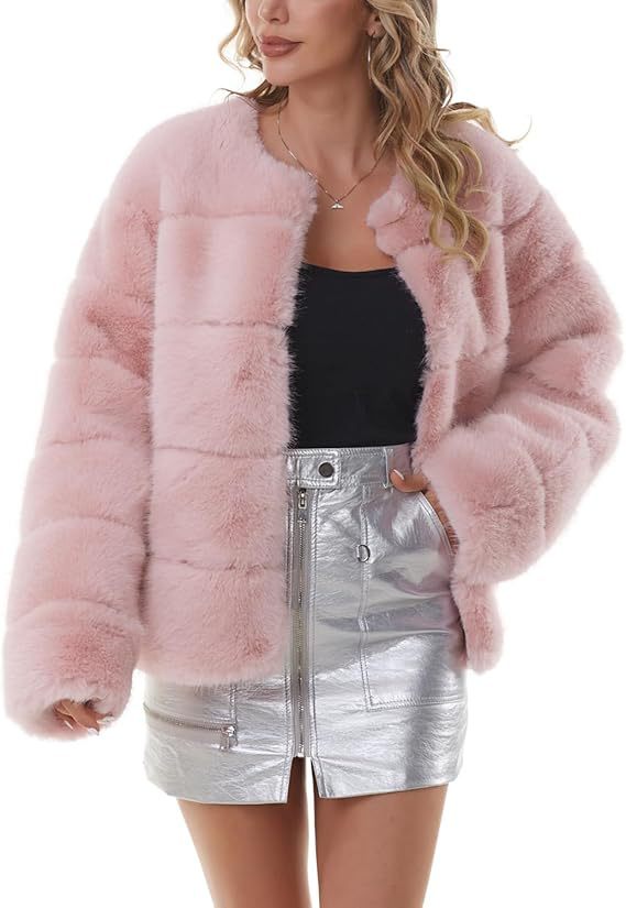 Damen Modischer Kunstfell-Jacke mit strukturiertem Design Drune
