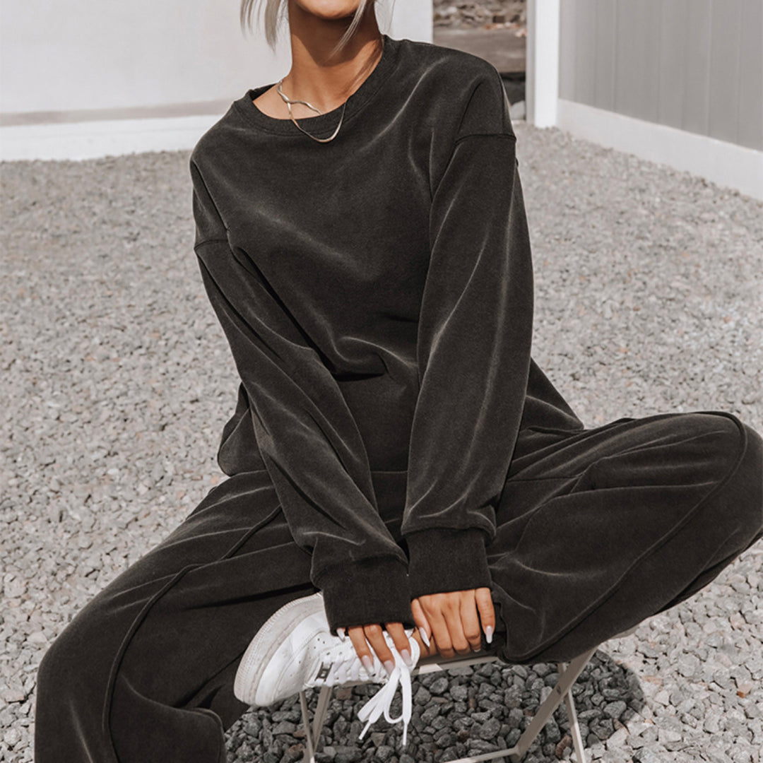 Damen nan weiches Oversize-Sweatshirt und weite Relaxhose im Vintage-Washed-Finish Drune