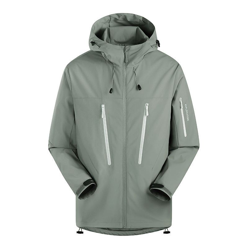 Herren Dreilagige atmungsaktive Hardshell-Outdoorjacke mit Kapuze und verschweißten Nähten Drune