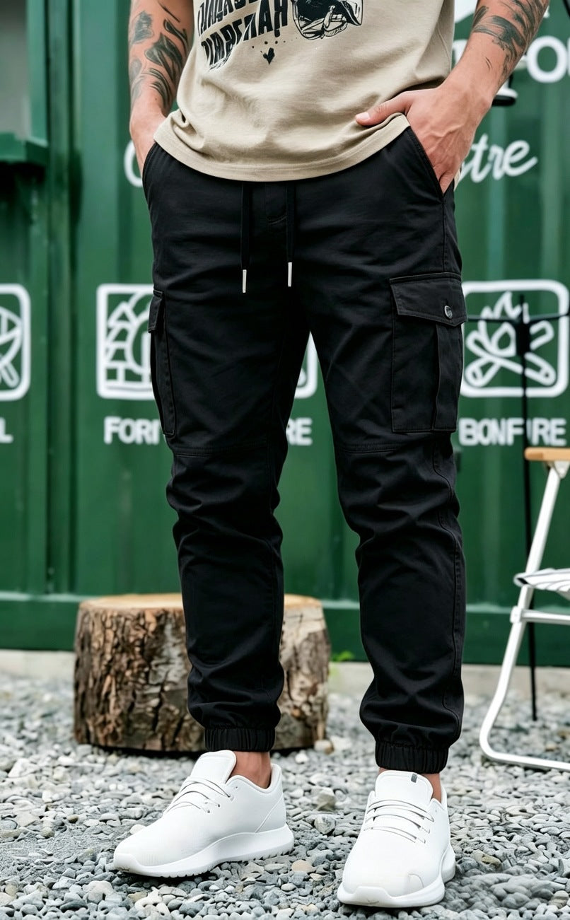 Herren Tapered Cargo-Jogginghose mit elastischem Saum, Kordelzug & Multifunktions‑Taschen Drune