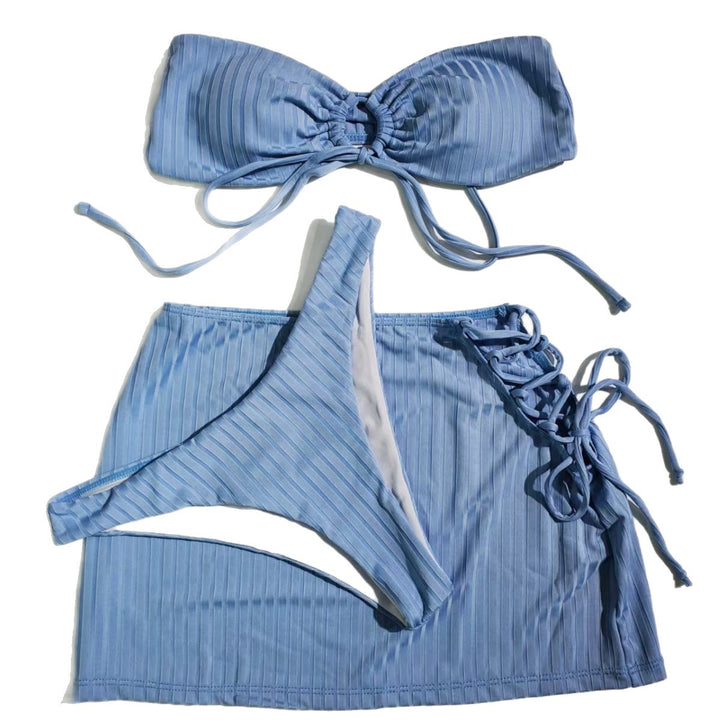 Damen Bandeau-Bikini mit verspieltem Knoten und seitlichen Schnüren Drune
