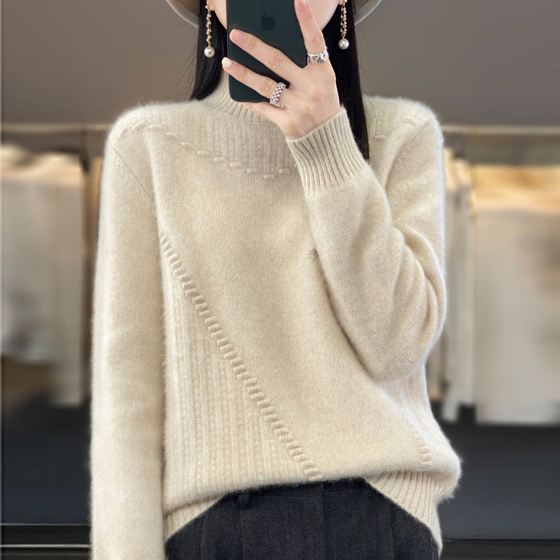 Damen Strickpullover mit strukturiertem Kragen und asymmetrischem Schnitt Drune
