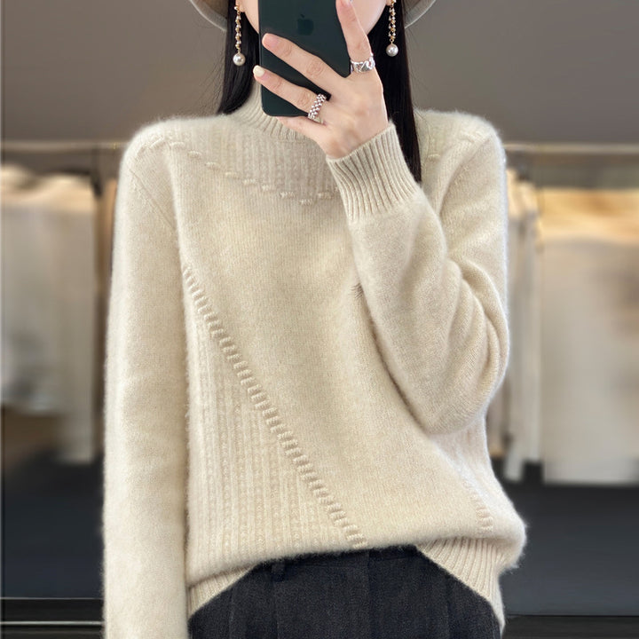 Damen Strickpullover mit strukturiertem Kragen und asymmetrischem Schnitt Drune