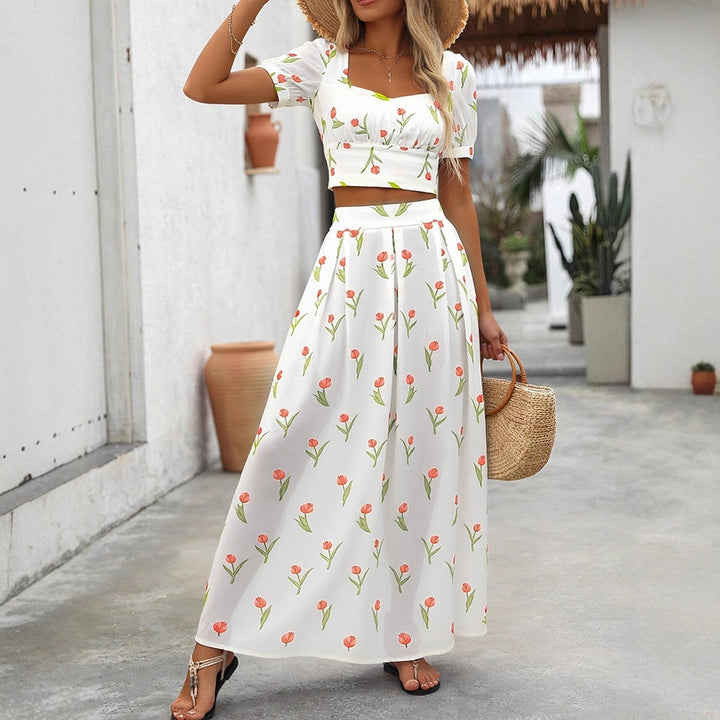 Damen Maxikleid mit floralen Akzenten und taillierter Silhouette Drune