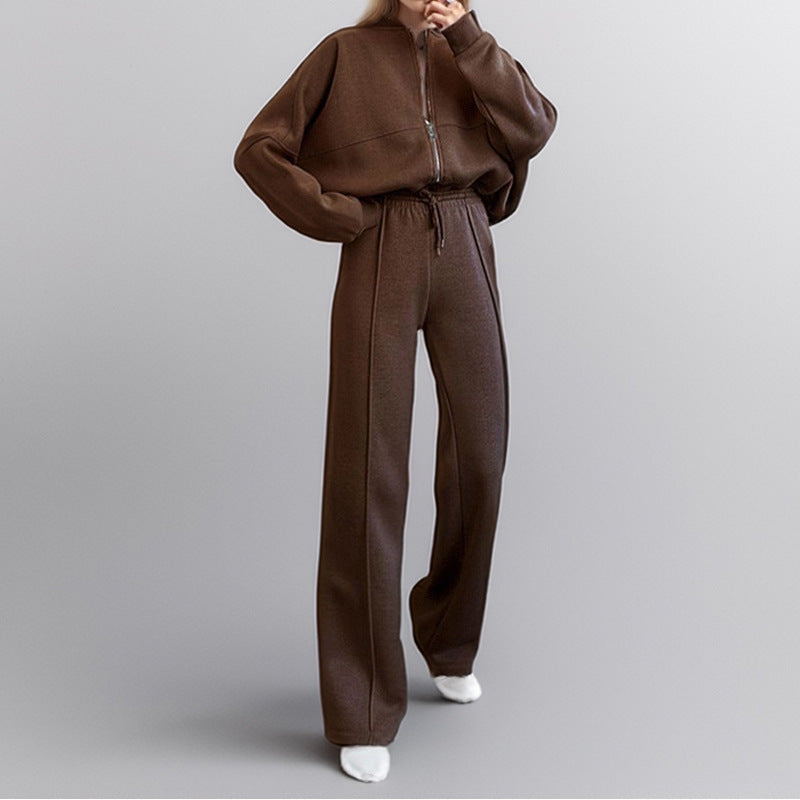 Damen Sportliches Set mit Reißverschluss und weitem Bein Drune