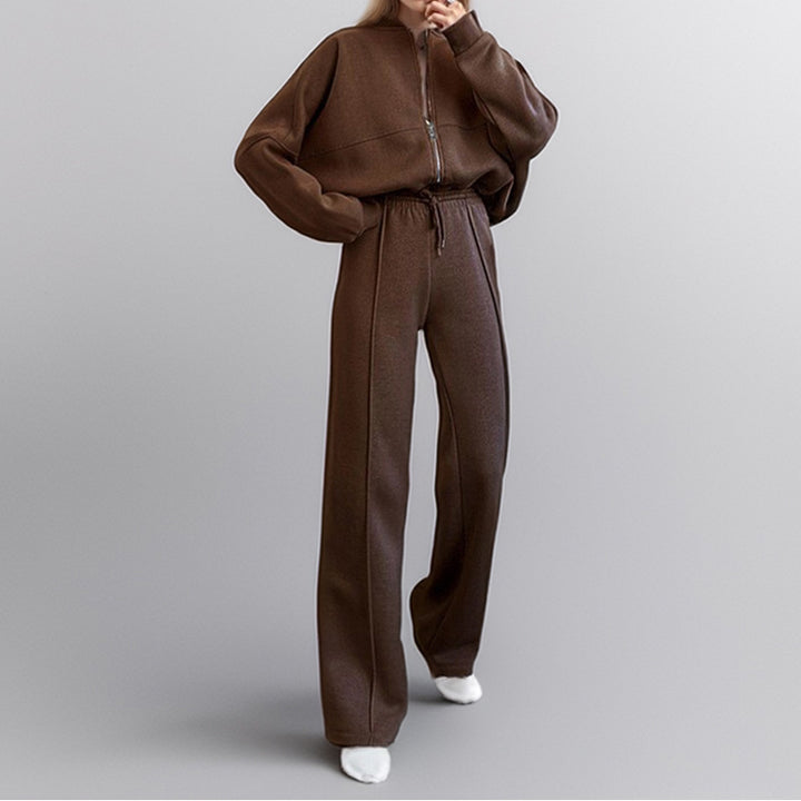 Damen Sportliches Set mit Reißverschluss und weitem Bein Drune