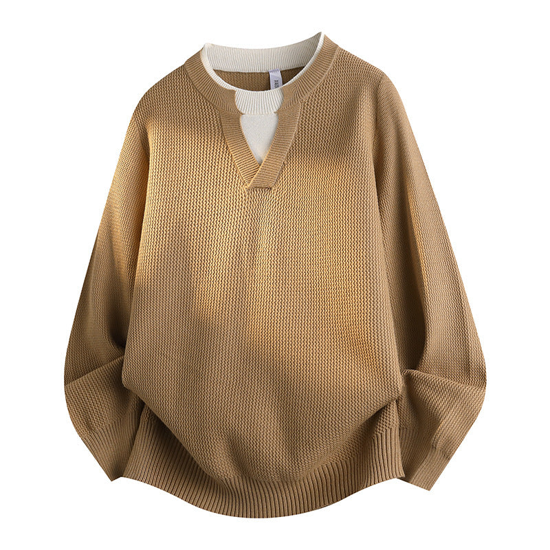 Damen Stylischer Grobstrickpullover mit V-Ausschnitt Drune