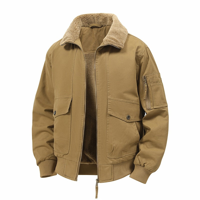 Herren Wärmende Bomberjacke mit Teddyfutter und Utility-Taschen Drune