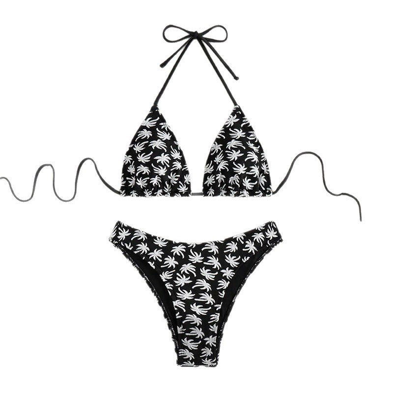 Damen Triangel-Bikini mit floralem Palmendruck Drune