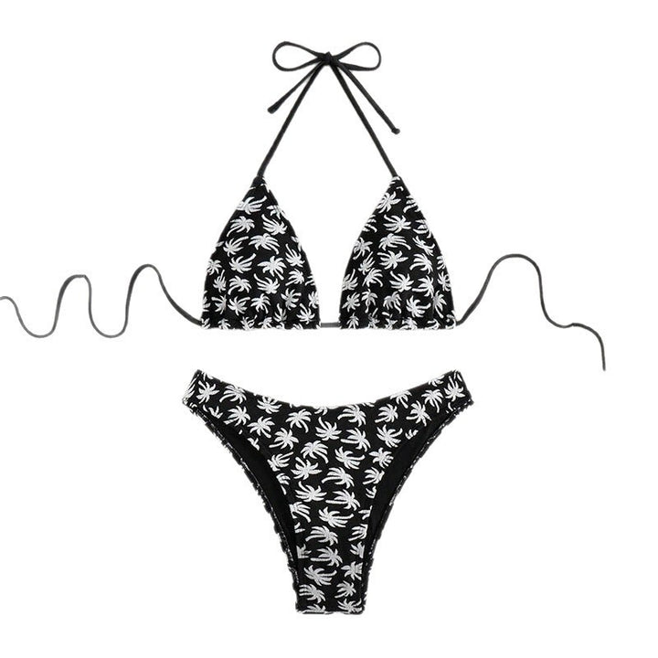 Damen Triangel-Bikini mit floralem Palmendruck Drune