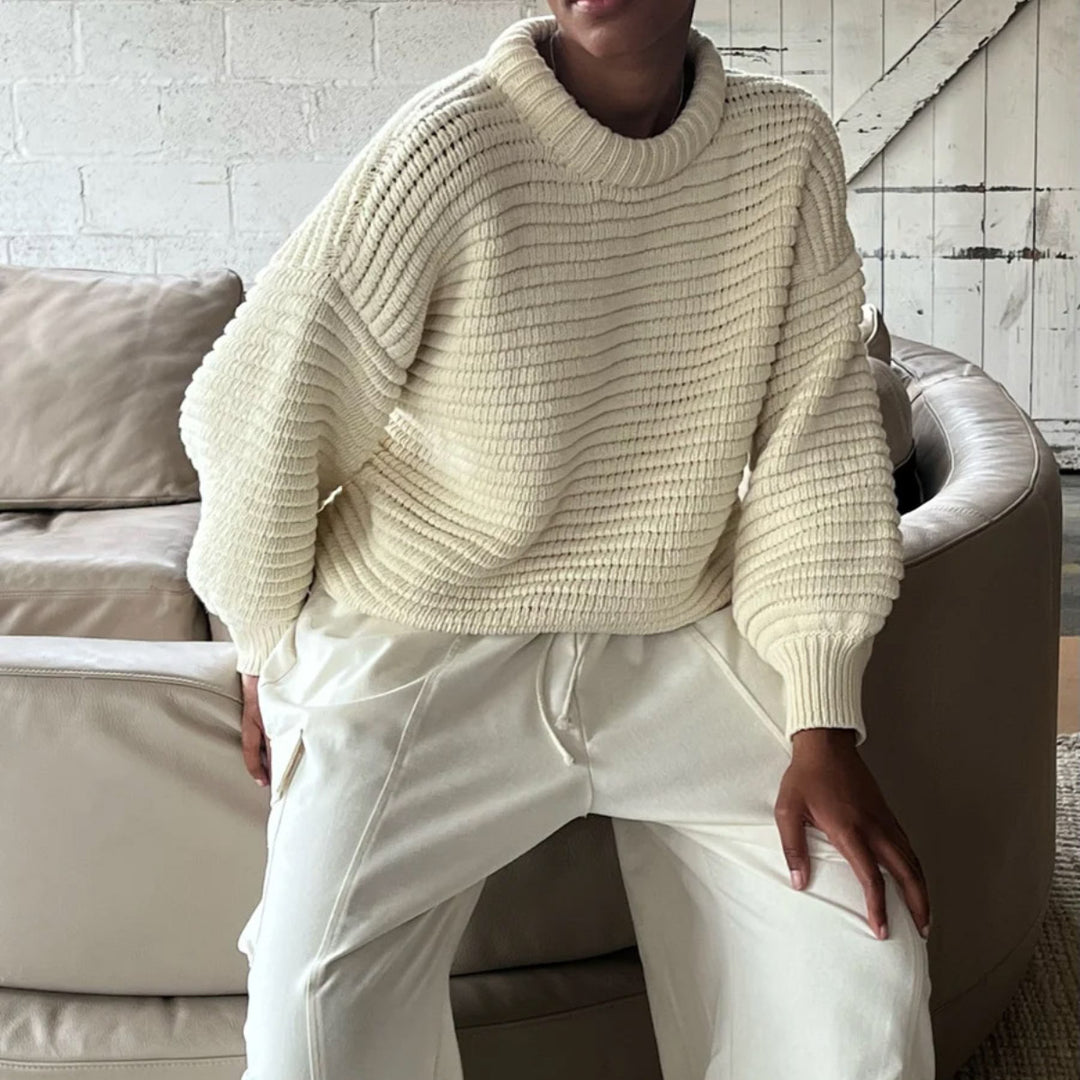 Damen modischer Oversized Pullover mit Struktur Drune