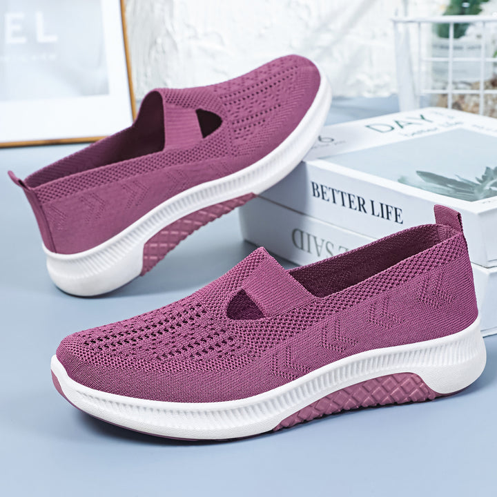 Damen nan elastischer Strick-Slipper mit perforiertem Atmungsnetz und dämpfender Leichtsohle Drune
