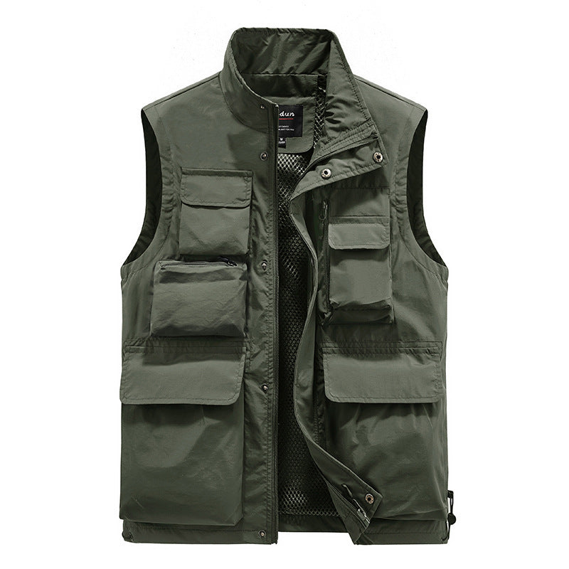 Herren Multifunktionale Utility-Weste mit Mehrfachtaschen und atmungsaktivem Meshfutter Drune