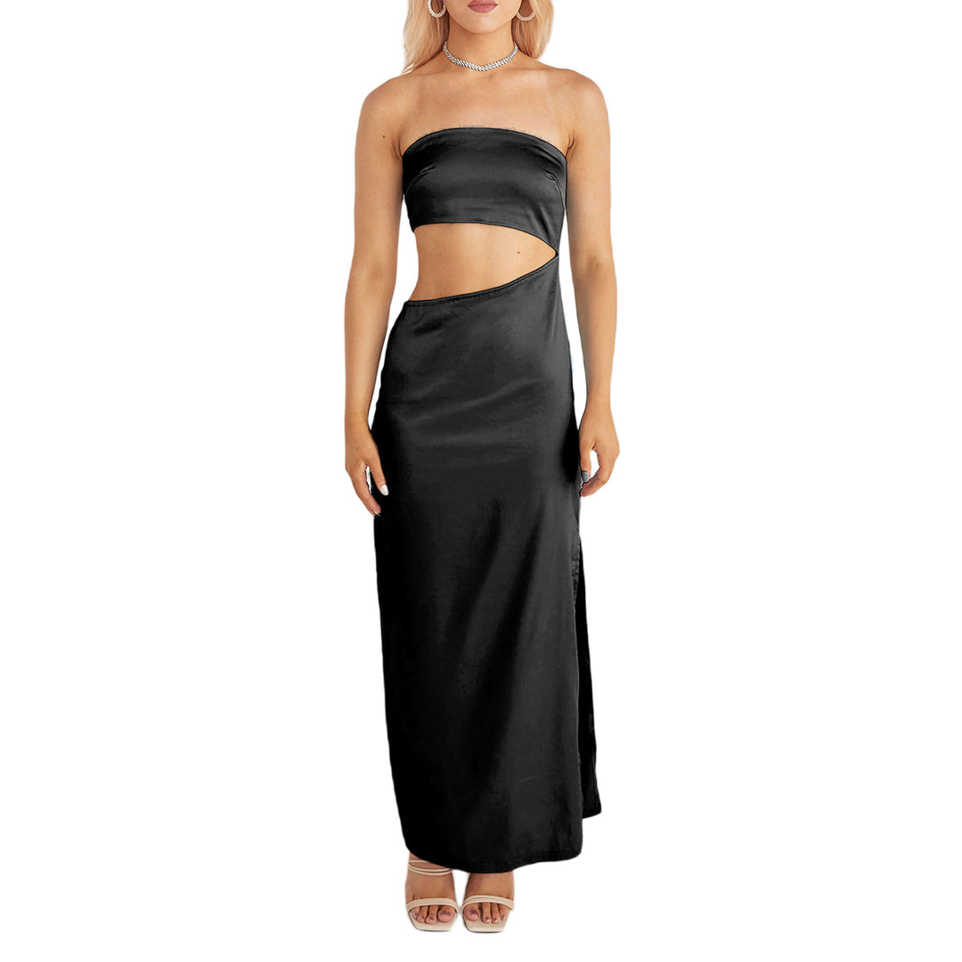 Damen asymmetrisches Maxikleid mit tiefem Rückenausschnitt und figurbetonter Silhouette Drune