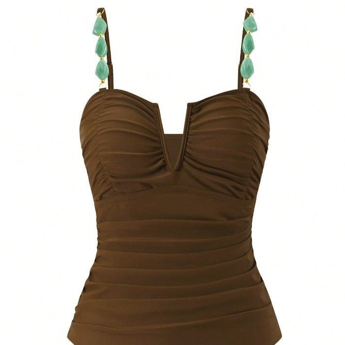 Damen Raffinierter Einteiler Badeanzug mit elegantem Rock Drune