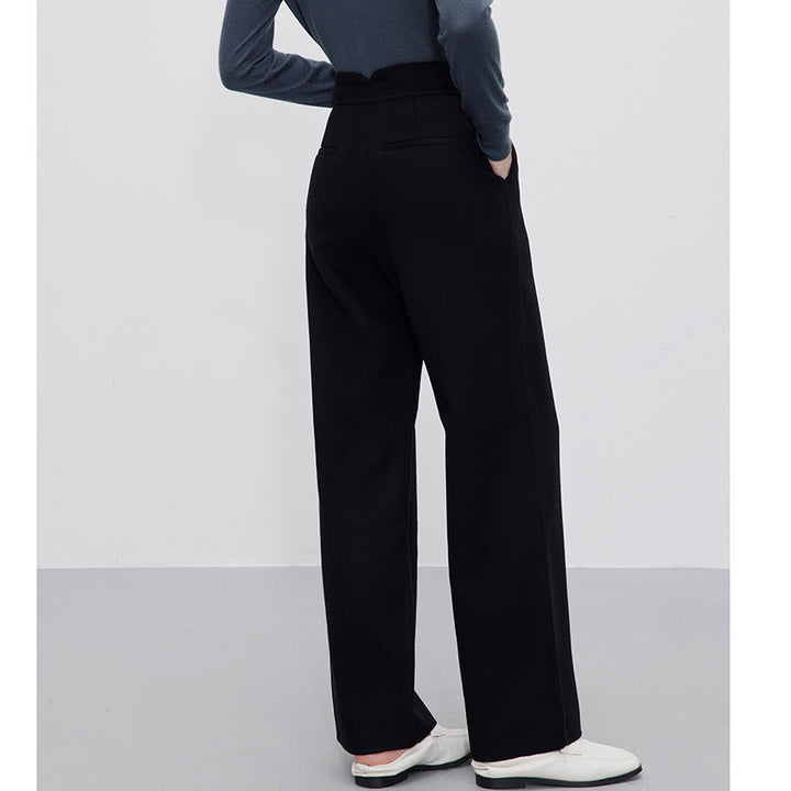 Damen Hochtaillierte Wollmix-Palazzohose mit geradem Fall und verdecktem Hakenverschluss Drune