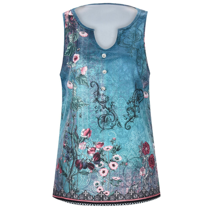 Damen ärmelloses Oberteil mit elegantem floralem Design und ausgefallenem V-Ausschnitt Drune