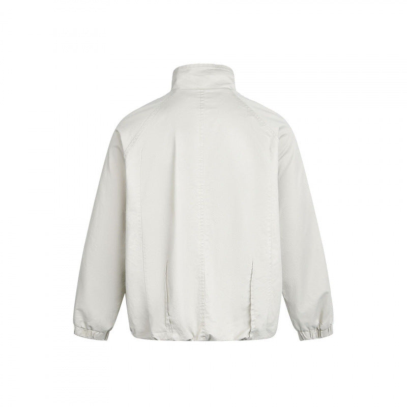 Herren Minimalistische Nylon-Bomberjacke mit Stehkragen, Raglanärmeln und gerafftem Saum Drune