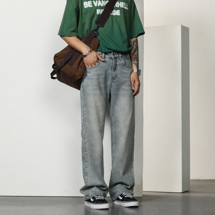Herren entspannte Bootcut-Jeans mit hohem Bund und lässigem Schnitt Drune