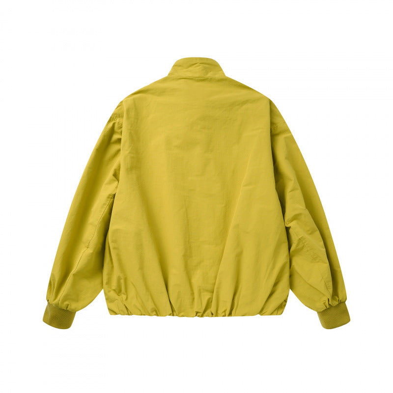 Unisex Leichte Boxy-Outdoorjacke im Trackstil mit hohem Stehkragen, Reißverschlusstaschen und elastischem Saum Drune