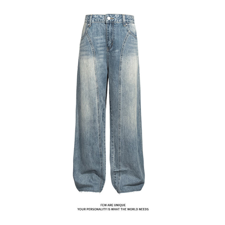 Damen Weitgeschnittene Jeans mit hohem Bund und integriertem Gürtel Drune