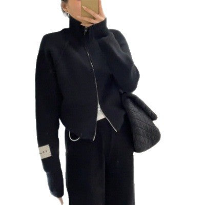 Damen Modischer Strickpullover mit hohem Kragen Drune
