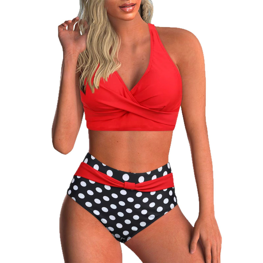 Damen Hochtailliertes Bikini-Set mit modischem Wickeldesign Drune
