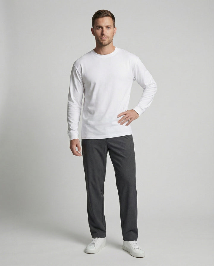 Lässiges Baumwoll Langarmshirt Weiß Oversize T-Shirt für coole Urban Styles