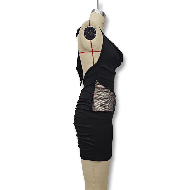 Damen Figurbetontes Minikleid mit elegantem Neckholder und raffinierter Drapierung Drune