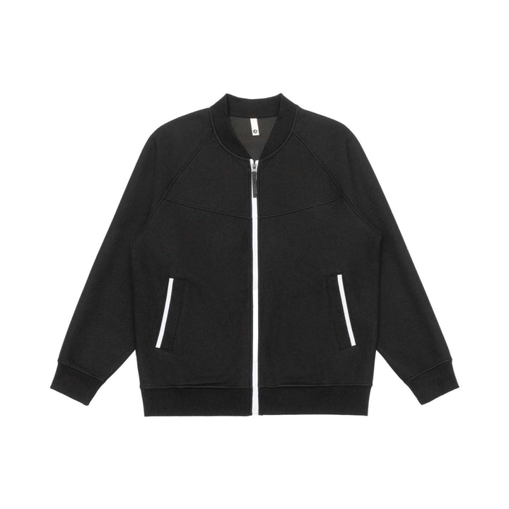 Unisex Sweatjacke im Bomberstil mit durchgehendem Reißverschluss, Raglanärmeln und Kontrastbesatz Drune