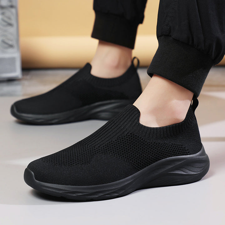Unisex nan elastischer Strick-Schlupfschuh mit ergonomischer Dämpfungssohle und Fersenlasche Drune