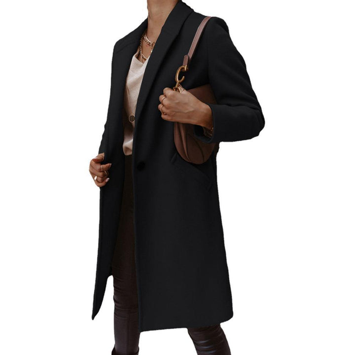 Damen Mantel mit fallendem Revers, geradem Schnitt und Leistentaschen Drune